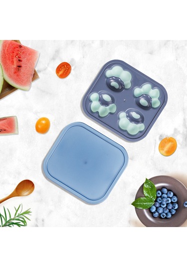 Kosona Kedi Pençe Şekilli Silikon Molde - Kapaklı Buzluk, Çikolata, Jelatin, Şekerleme Yapım Kalıbı Mavi Çok Renkli