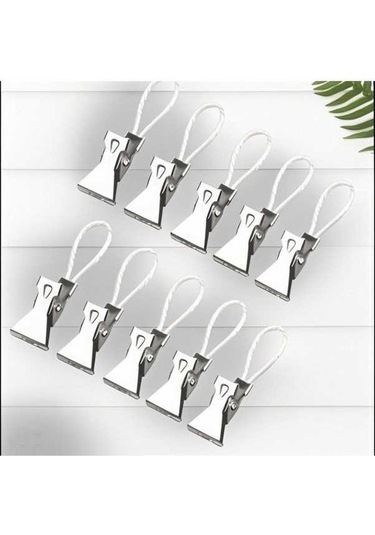 Fortunelane 10'lu Çelik Ve Silikon Takoz Seti - Havlu, Perde, Giysi Tutucu - Ev, Araba, Bahçe Kullanımında Dayanıklı Beyaz Beyaz