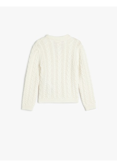 Koton Basic Triko Hırka V Yaka Düğme Detaylı Bej 5wmg90048at Ekru