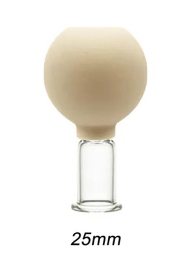 Silikon Vakumlu Yüz Ve Boyun İçin Cam Masaj Kupası No:2 Bej