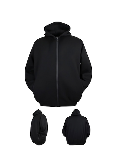 Erkek Büyük Beden 105 - 185 Kilo Arası İçin Uygun Kapüşonlu 3 İplik Şardonlu Kışlık Kalın Sweat Mont Siyah Erkek Büyük Beden 105 - 185 Kilo Arası İçin Uygun Kapüşonlu 3 İplik Şardonlu Kışlık Kalın Sweat Mont Siyah