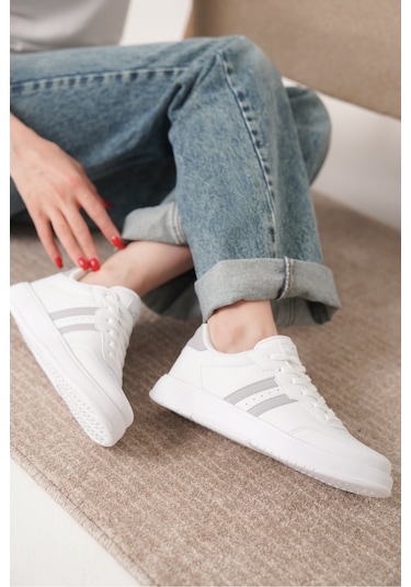 Daxors D163 Günlük Ortopedik Kadın Sneaker Spor Ayakkabı Gri