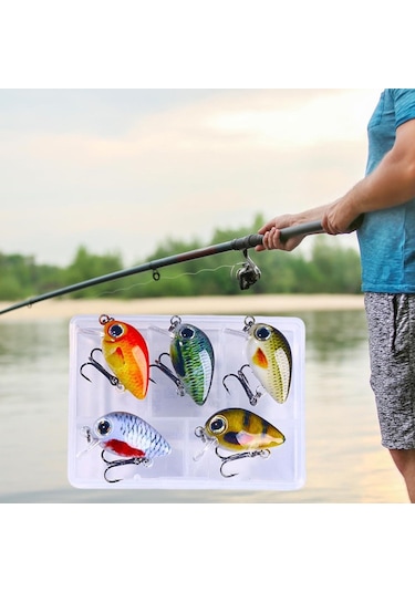 Valkyrie 5 Adet Crankbait Lrf Balık Olta Yem Seti - Sesli Bilyalı - Kutulu - 2.7cm 1.5gr