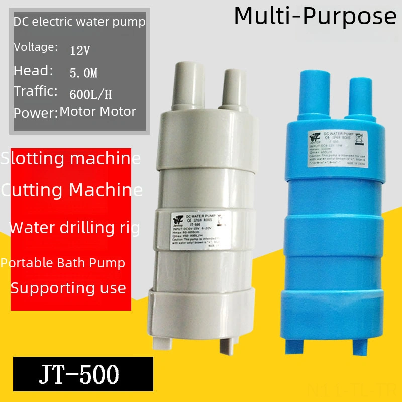 Hombey 12v Dc Mikro Su Altı Pompa - 5 Metre Lifting, 10l/dk Debi - Direkt Tip Cihaz Beyaz Kablolu, Gri Gövde, 5.5 2.1 Ana Soketli