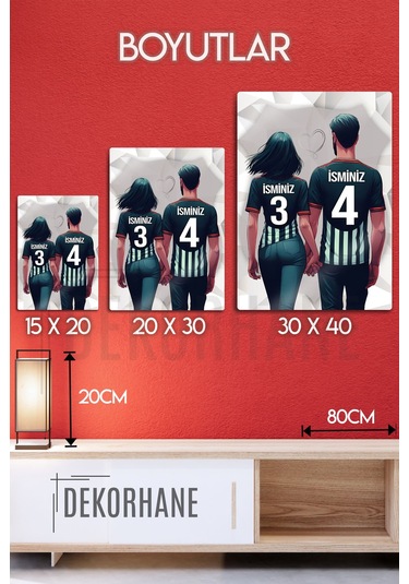 Metal Üzerine - Kişiye Özel Siyah Beyaz, Kara Kartal, Besikt'aşk Taraftar Sevgili Temalı