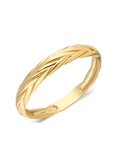 Örgü Desenli Altın Yüzük-Örgü Desenli Alyans-Taşsız Altın Yüzük