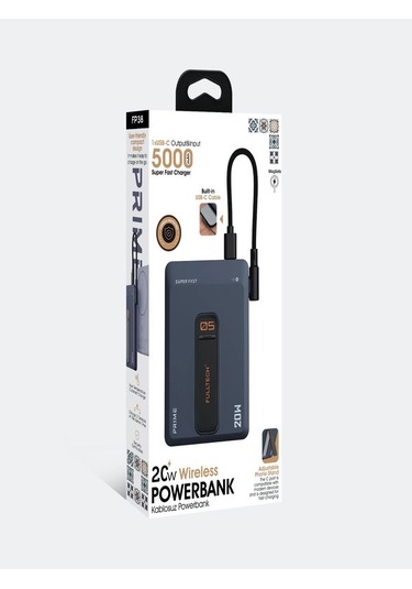 5000mah 20w Hızlı Şarj Kablosuz Magsafe Powerbank Type-c Kablolu/girişli Standlı - Siyah Siyah
