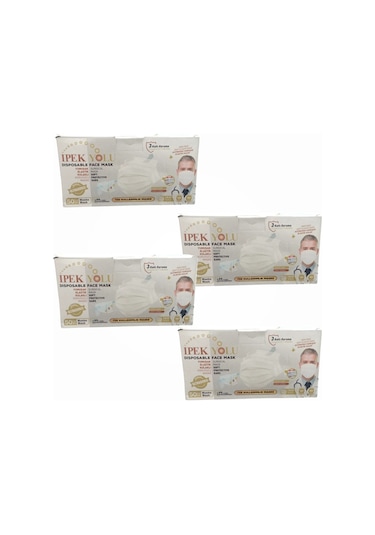 Tek Kullanımlık Maske 3 Katlı Telli Meltblownlu 50'li Kutu - Beyaz X 4 Kutu