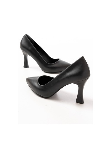 St-001 Siyah Günlük 9 Cm Topuklu Bayan Stiletto Ayakkabı Renksiz