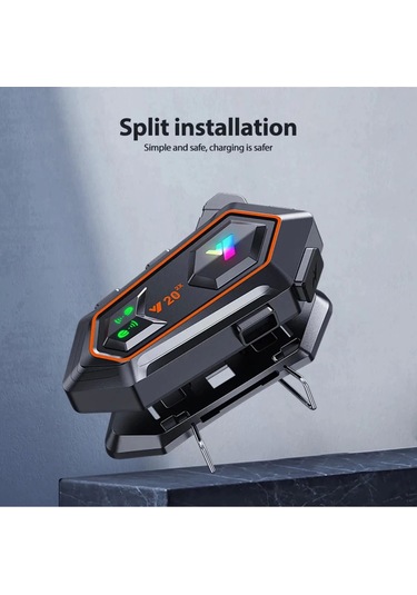 Y20 2x 1000m Telsiz Mesafeli 2 Kişi Bağlantılı Bluetooth Kask Kulaklık Fenerli İntercom