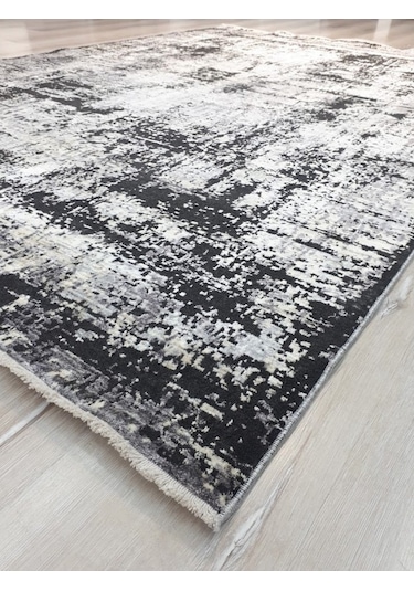 Tuğra Halı Rustic 1076 Siyah Gri 160X230 Cm Saçaklı Salon Halısı