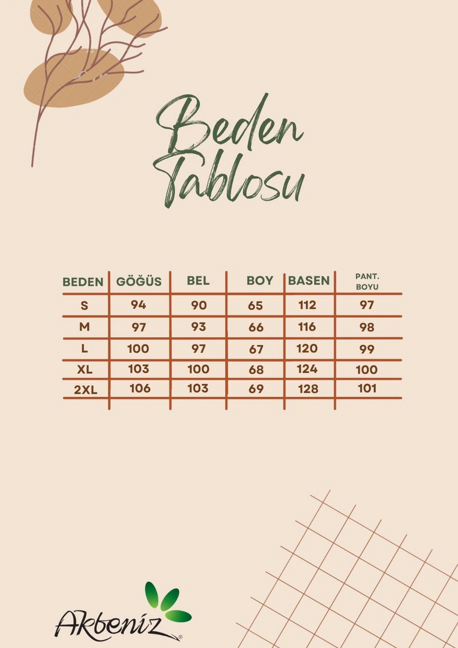 Akbeniz Kadın Haki Düğmeli Pamuklu Pijama Takımı Haki