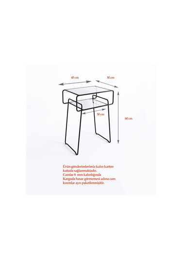 Catchme Retro Yan Sehpa. Metal Sehpa.Cam Sehpa.Salon. Yatak Odası