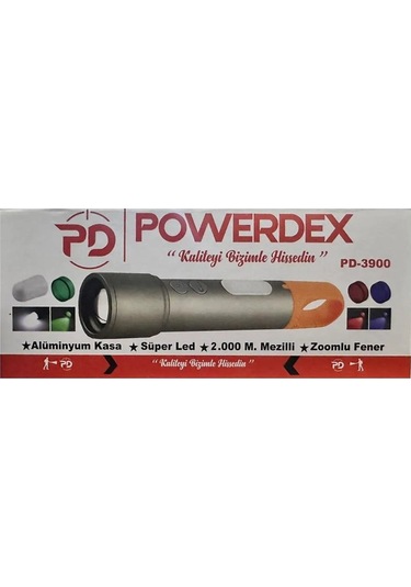 Pd-3900 Zoomlu Şarjlı El Feneri Çok Renkli