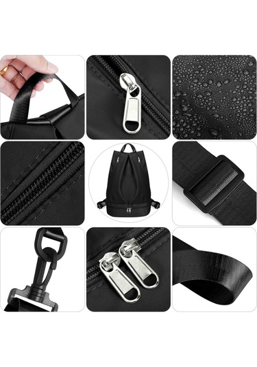 Siyah Ayakkabı Bölmeli Ve Islak Cepli Su Geçirmez Yüzme Sırt Çantası, Spor Ve Seyahat Sırt Çantası Küçük Spor Çantası Diğer