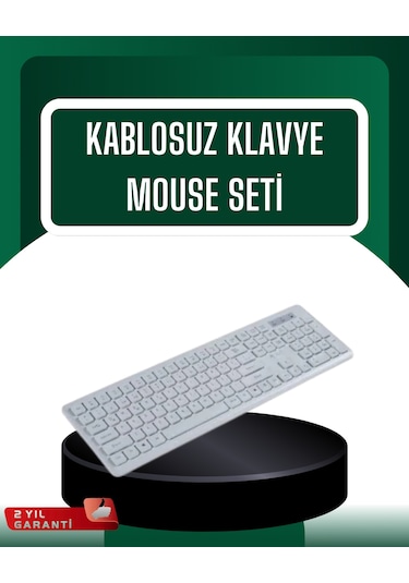 Usb Alıcılı Kablosuz Klavye Mouse - Geniş Uyumluluk Sessiz Tuşlar