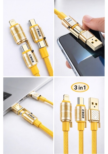 Platoon Pl-8631 4in1 Hızlı Şarj Data Kablosu Type-c Micro Usb Lightning Çoklu Kablo