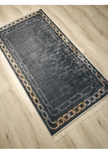 Yamalı Home Style Deri Taban Siyah Gold Sl6802 80X150 Siyah