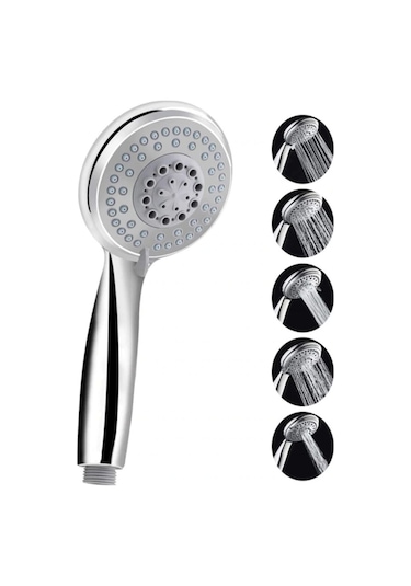 Kustar Elvis Banyo Duş Başlığı 5 Fonksiyonlu Yumuşak Su Akışı Için Başlık Gri