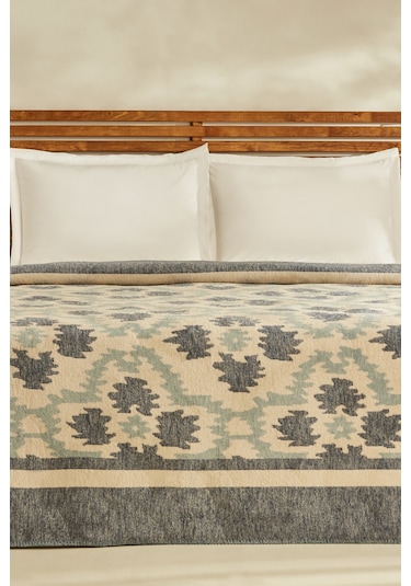 Karaca Home Damask Çift Kişilik Pamuklu Battaniye Lacivert