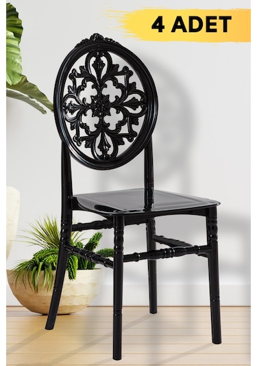 4 Adet Venüs Sandalye Mat Siyah - Mutfak / Balkon / Bahçe Sandalye
