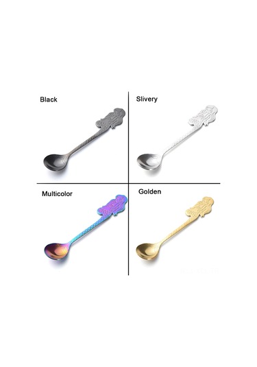 Konesam 304 Çelik Deniz Kızı Desenli Altın Renkli Çay Kahve Kaşığı, Ev Partisi Hediyelik Spoon, Opp Çanta İle Paketli Diğer