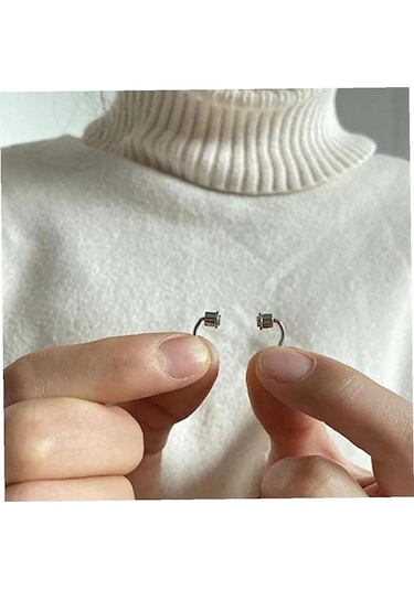 Siyah Burun Ucu Mıknatıslı Septum Piercing Fake Deliksiz Küpe