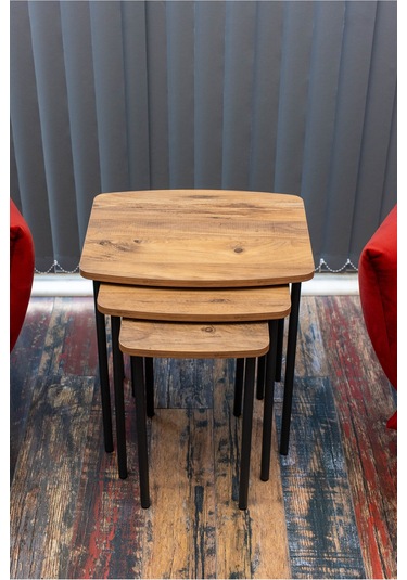 Arpelia Harmoni Zigon Sehpa 3'lü Siyah