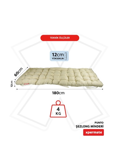 Xpermate Şezlong Minderi Punto 60x180x12 Cm Bej