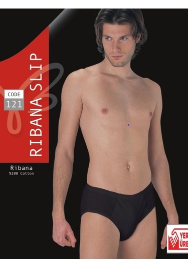 Erkek Siyah Ribana Penye Slip % 100 Pamuklu 3'lü Paket 121-3s Siyah
