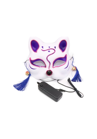 Teltree Renkli Neon Işık Maskesi: Parti, Halloween Ve Kostüm Etkinlikleri İçin Led Aydınlatmalı Yüz Maskesi Mor