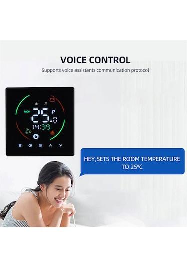Vkemall Ev İçin Akıllı Wifi Termostatı 3a Su Isıtma Akıllı Duvar Termostatı Siyah-3a-2