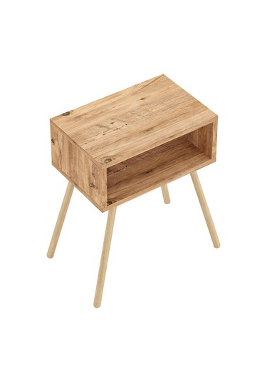 İntergo Ahşap Ayaklı Raflı Komodin Atlantik Çam