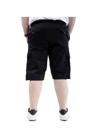 Mode Xl Büyük Beden Erkek Kapri Kargo Cepli Beli Bağlamalı Valencıa 21404 Siyah Siyah