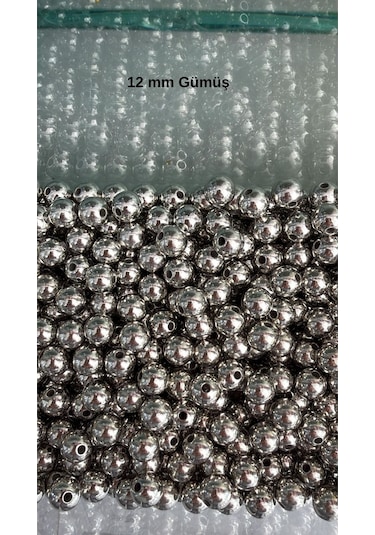 100 Gram - İnci Boncuk - 12 Mm Renk : Gümüş