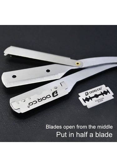 Sones Kuaför Vintage Jilet Paslanmaz Çelik Çift Taraflı Bıçak Tutucu Saç Kesimi Tıraşlı Kaş Bıçak Tutucu Gümüş