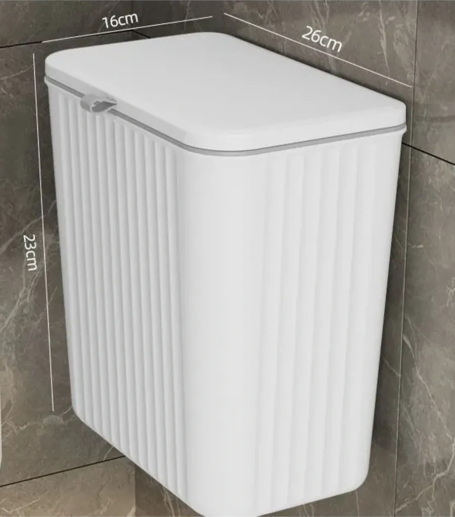 Lınmu Mutfak İçin 7 Litrelik Kapaklı Asılabilir Çöp Kovası 333095341 Beyaz