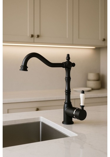 Rudi Armatür Rustik Siyah Modern Eviye Bataryası Siyah