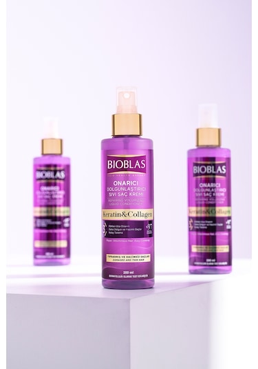Bioblas Keratin Kolajen Sıvı Saç Kremi 200 Ml - Onarıcı, Dolgunlaştırıcı, Kolay Tarama
