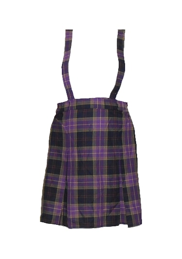 Kız Çocuk Ekoseli Askılı Etek Çok Renkli