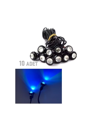 10 Adet Ayna Altı Lamba Kartal Göz Gündüz Ledi Buz Mavi