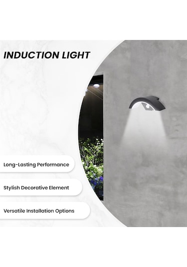 Led Balkon Dış Duvar Avlu İndüksiyon Işığı Sıcak Işık Siyah