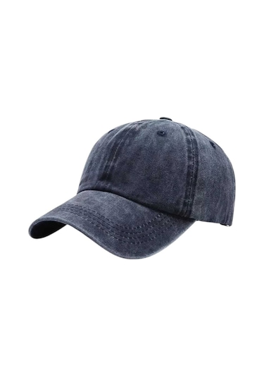 Tezzgelsin Unisex Eskitme Vintage Pamuklu Ayarlanabilir Beyzbol Kep Şapka 2'li Set Siyah - Lacivert