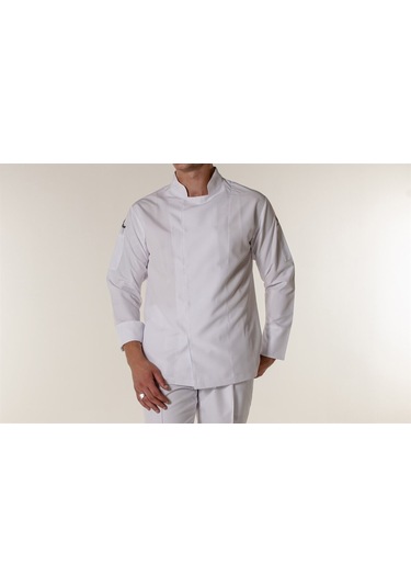 Beyaz Aşçı Ve Mutfak Şef Ceketi Gizli Çıtçıtlı