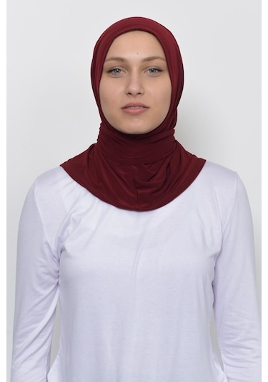 Çıtçıtlı Hazır Eşarp Hijap Koyu Bordo