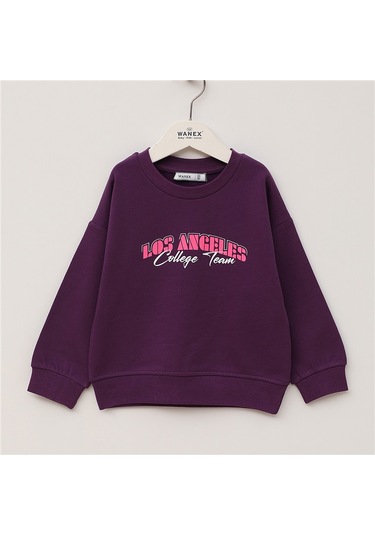 Wanex Kız Çocuk Uzun Kol Kalın Sweatshirt - 32597 Mor