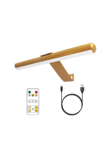 Monyee Magneetik Duvar Lambası, Dokunmatik Ve Uzaktan Kumanda, 3 Renk Tonu 2600k-6000k , Sürekli Parlaklık Ayarlama, Zamanlayıcı, 4500mah Pil, Altın Renk Siyah