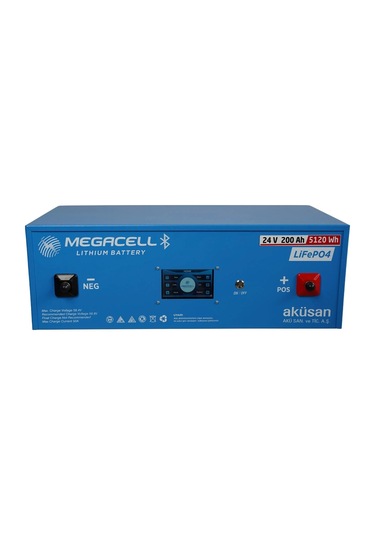 Megacell Lifepo4 25.6v 200ah Bluetooth Dokunmatik Ekran Lityum Demir Fosfat Akü