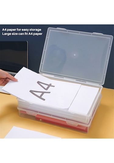Leasetake Plastik Dosya Düzenleyici Şeffaf Kare Saklama Kutusu A4 Saklama Kutusu Dosya Saklama Kutusu L Beyaz
