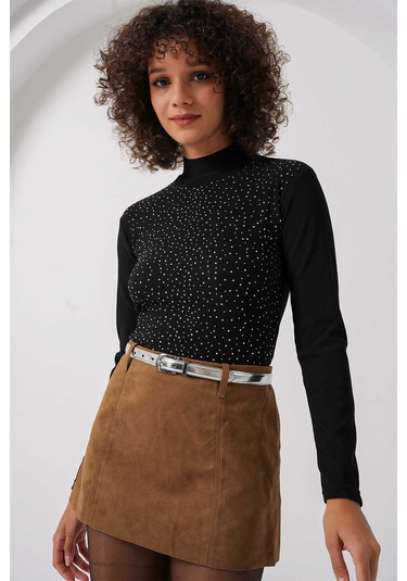 Gabria Taşlı Uzun Kol Bluz Siyah